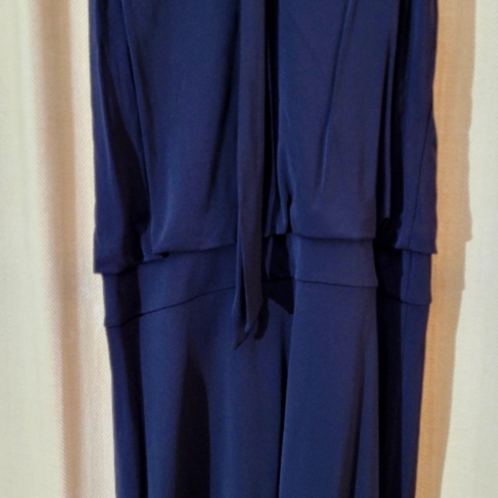 White House Black Market elegant black dress with silver beaded neckline